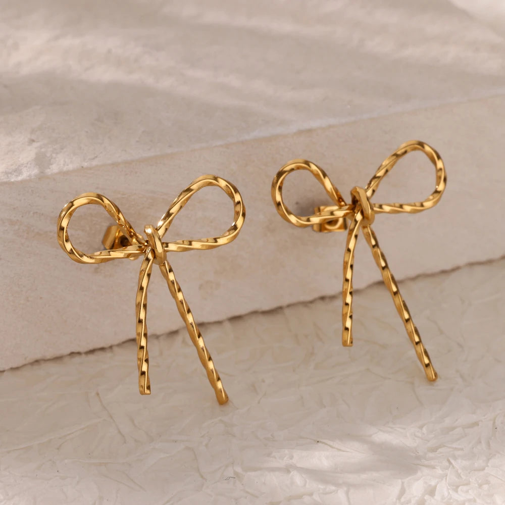 Gold Color Bow Earrings